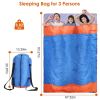3 People Sleeping Bag, Lightweight Water Resistant Cotton Liner Cold Warm Weather 3 Season w/ Sack