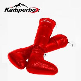 Cozy Kamperbox Sleeping Bag Down Boots Socks for Camping (Color: Red)