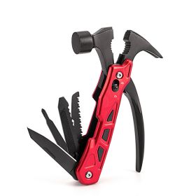 Multifunction Hammer Camping Gear Multitool Portable Outdoor Survival Gear (Color: Red)