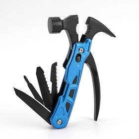 Multifunction Hammer Camping Gear Multitool Portable Outdoor Survival Gear (Color: Blue)