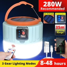 Solar LED Lamp; USB Rechargeable Light Camping Battery Powered Lantern (Color: Blue)