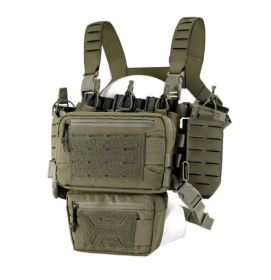 Chest Rig Molle Modular Micro Fight Chest Rigs Adjustable & Detachable with 5.56/7.62 Magazine Pouch (Color: Range green)