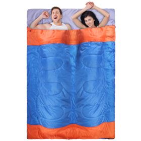 3 People Sleeping Bag, Lightweight Water Resistant Cotton Liner Cold Warm Weather 3 Season w/ Sack (Color: 2 Person)