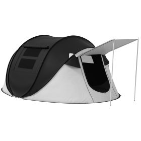 Outsunny Pop Up Tent, Instant Camping Tent with Porch and Carry Bag, 3000mm Waterproof, for 2-3 People, Black (Poles Included) (Color: as Pic)