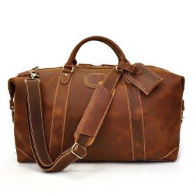 The Eira Duffle Bag | Vintage Leather Weekender (Color: Brown)