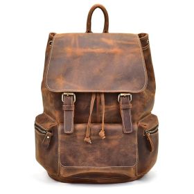 The Hagen Backpack, Vintage Leather Backpack (Color: Brown)