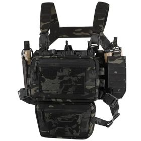 Chest Rig Molle Modular Micro Fight Chest Rigs Adjustable & Detachable with 5.56/7.62 Magazine Pouch (Color: BK CP)