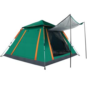 4-5 Person Camping Tent Outdoor Foldable Waterproof Tent with 2 Mosquito Nets Windows Carrying Bag (Color: Green, size: One size)