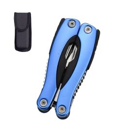 "Outdoor Multi-Function Pliers - Complete Camping/Hiking Tool with Protective Sheath" (Color: Blue camping outdoor)