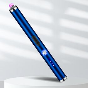 Electric Arc Lighter Windproof Flameless USB Lighter, Power Display Rechargeable With Safety Lock (Color: Blue)