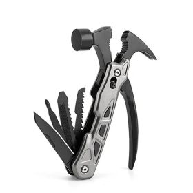 Multifunction Hammer Camping Gear Multitool Portable Outdoor Survival Gear (Color: Gray)
