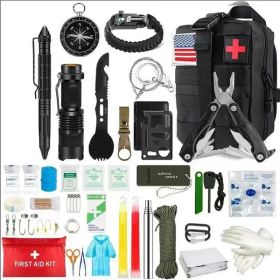 Outdoor SOS Emergency Survival Kit, Multifunctional Tactical Readiness EDC Kit (Color: Advanced black)